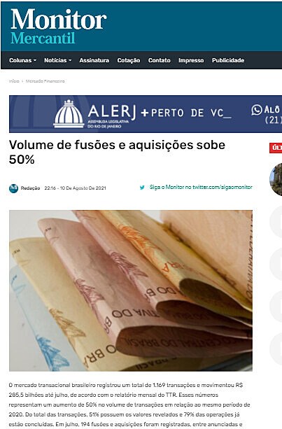 Volume de fuses e aquisies sobe 50%